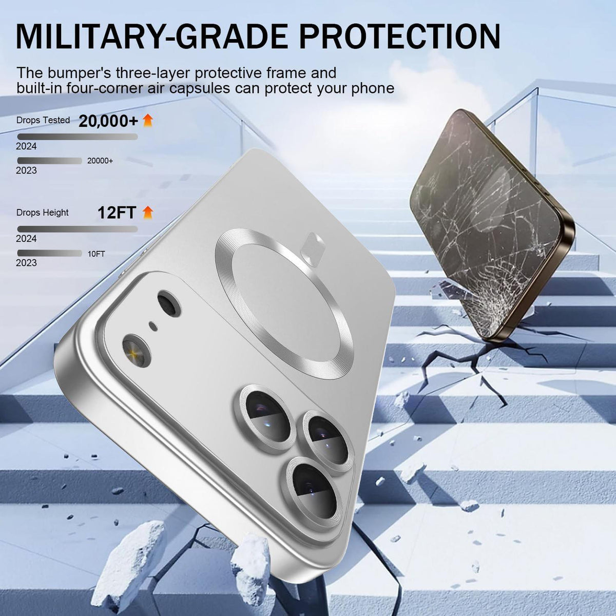 Compatible with iPhone 18 Pro Max Ultra thin Metallic TPU MagSafe Phone Case with Lens Film - Silver