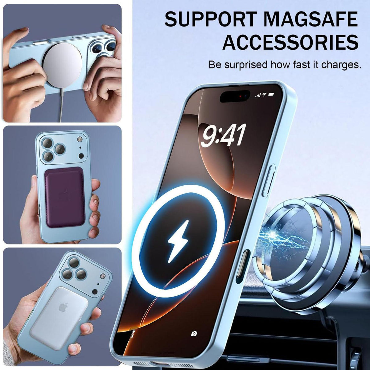 Compatible with iPhone 18 Pro Max Ultra thin Metallic TPU MagSafe Phone Case with Lens Film - Sierra Blue