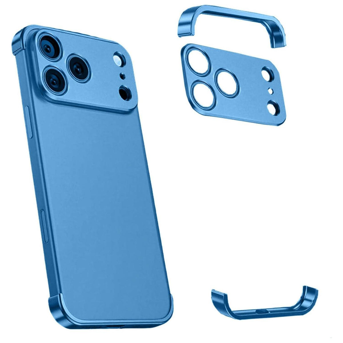 Compatible with iPhone 18 Pro Max Ultra-thin Frameless Titanium Alloy Four Corner Shockproof Phone Case - Light Blue