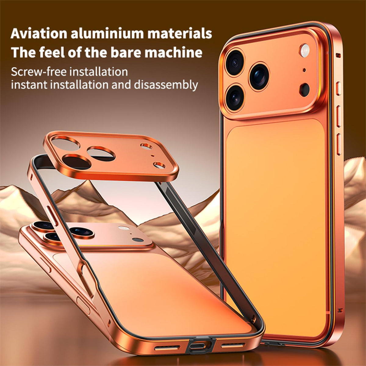 Compatible with iPhone 18 Pro Max Aluminum Alloy Dual-Layer Silicone Edge Thin Cooling Phone Frame Case with Metal Lens Frame - Silver