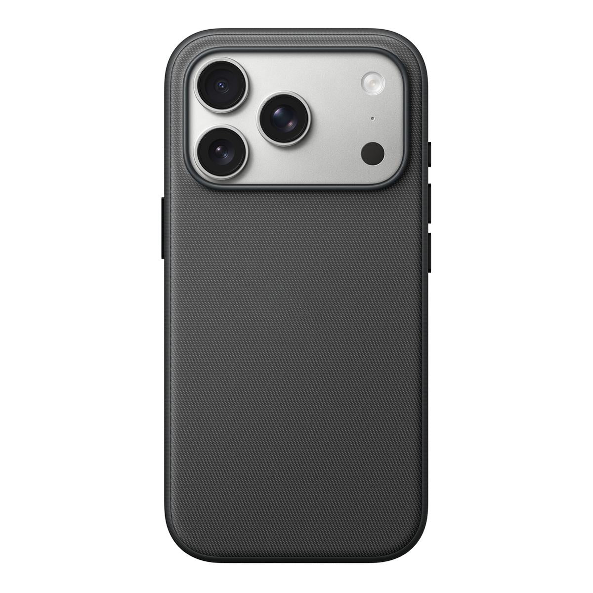 Compatible with iPhone 18 Pro Max Official Tech Fabric Texture Side-Adhesive TPU Magnetic Phone Case with Camera Button - Black