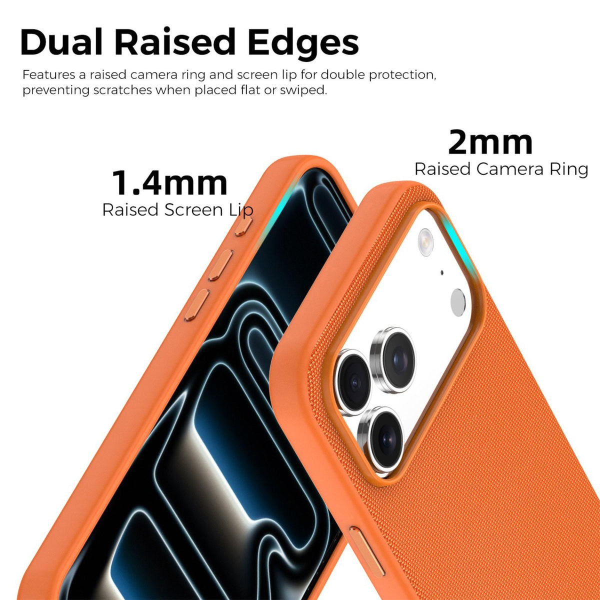 Compatible with iPhone 18 Pro Max Official Tech Fabric Texture Side-Adhesive TPU Magnetic Phone Case with Camera Button - Orange