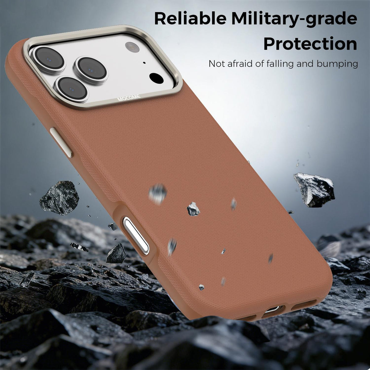 Compatible with iPhone 18 Pro Max Mocome Plain Magnetic Shockproof Phone Case - Brown