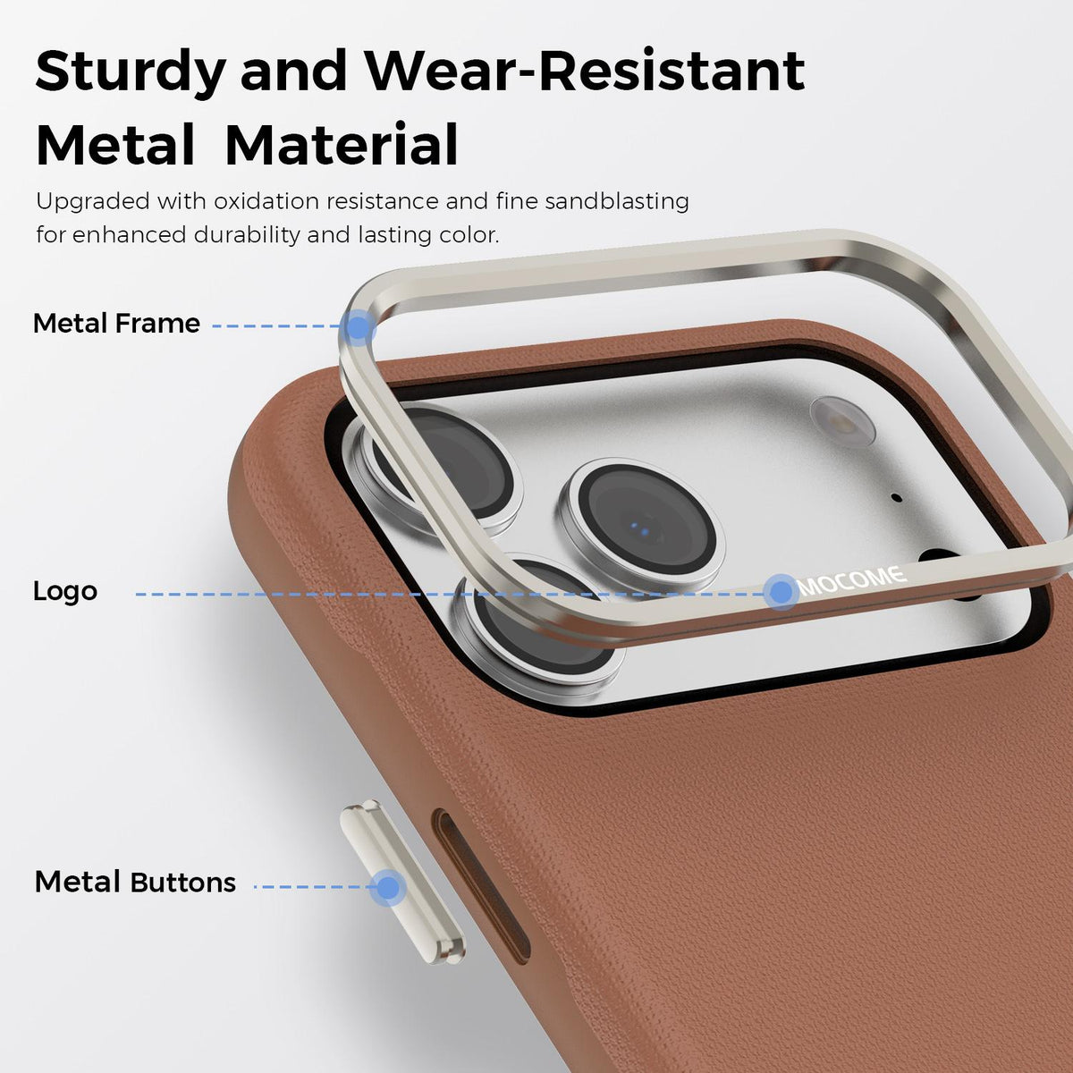 Compatible with iPhone 18 Pro Max Mocome Plain Magnetic Shockproof Phone Case - Brown