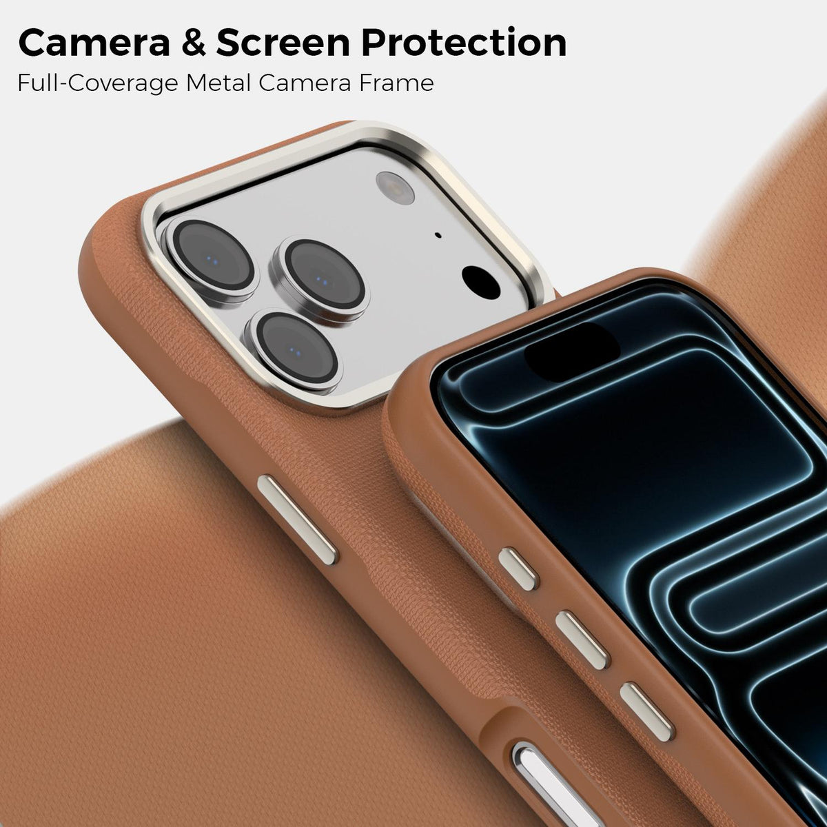 Compatible with iPhone 18 Pro Max Mocome Plain Magnetic Shockproof Phone Case - Brown