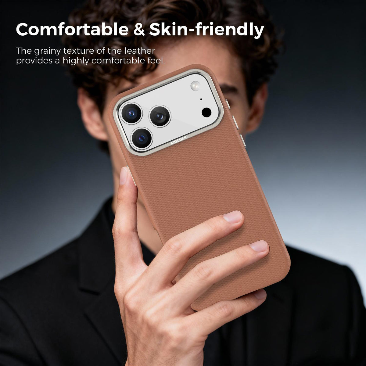 Compatible with iPhone 18 Pro Max Mocome Plain Magnetic Shockproof Phone Case - Brown