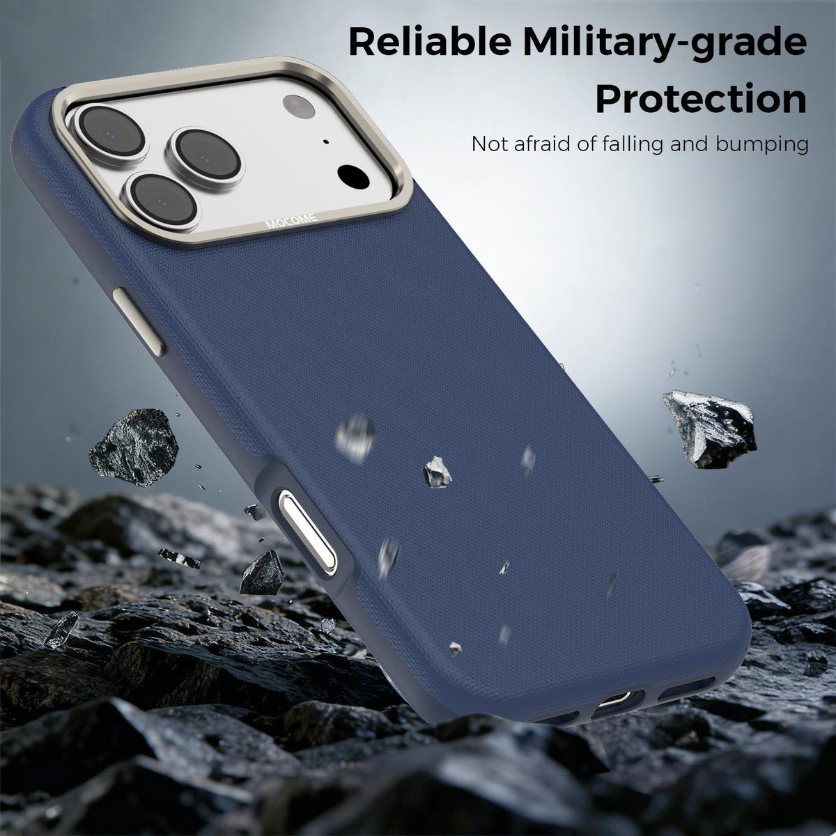 Compatible with iPhone 18 Pro Max Mocome Plain Magnetic Shockproof Phone Case - Blue
