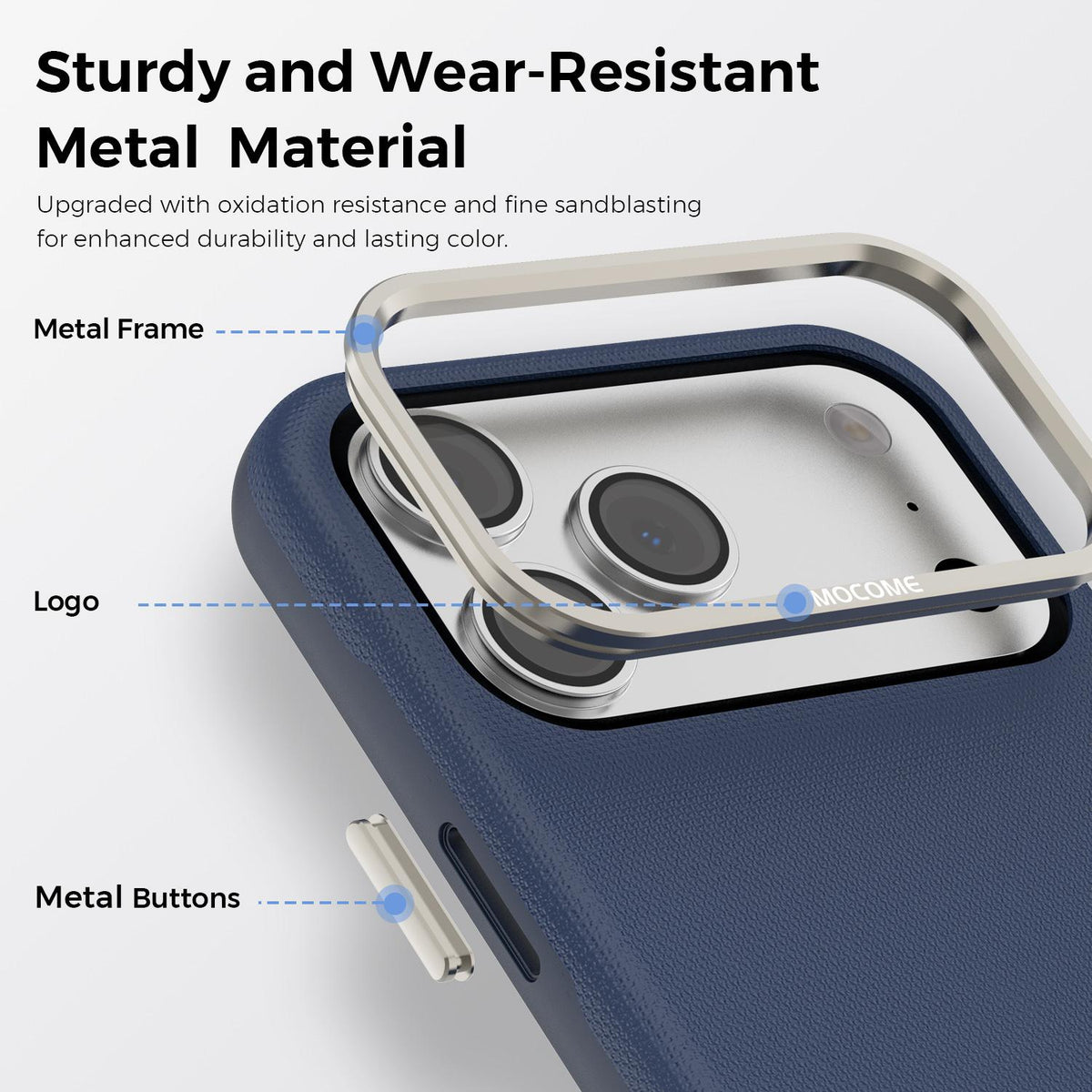 Compatible with iPhone 18 Pro Max Mocome Plain Magnetic Shockproof Phone Case - Blue