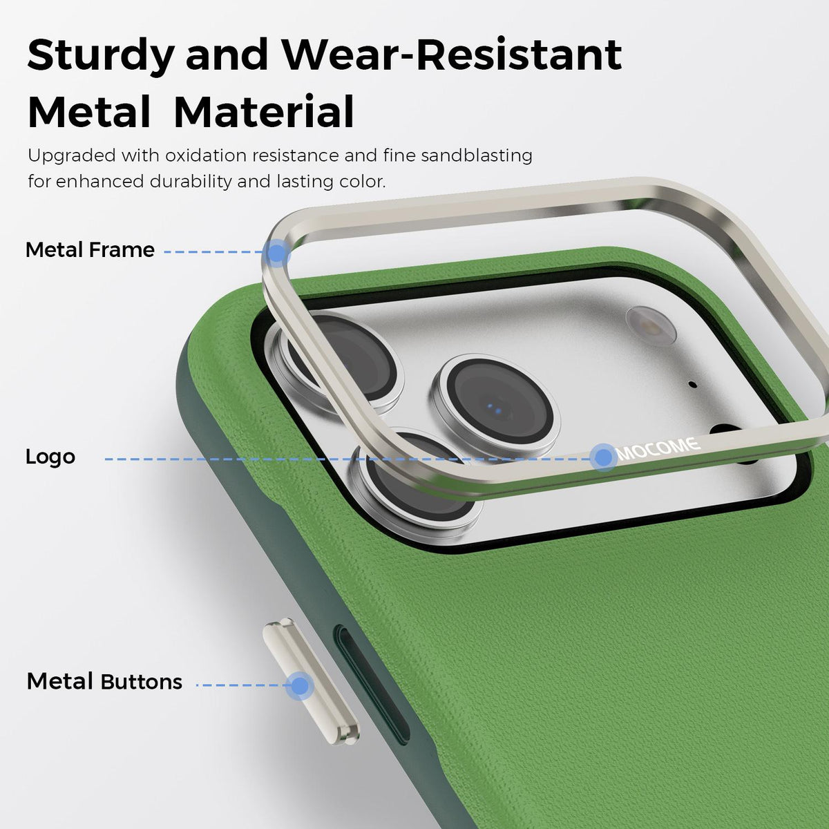 Compatible with iPhone 18 Pro Max Mocome Plain Magnetic Shockproof Phone Case - Green