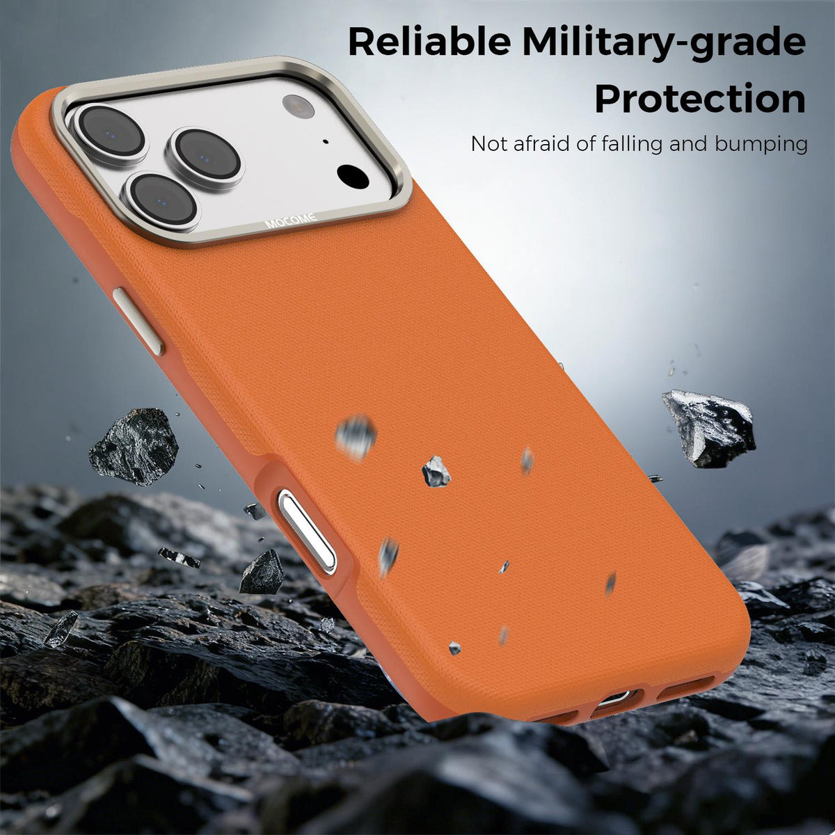 Compatible with iPhone 18 Pro Max Mocome Plain Magnetic Shockproof Phone Case - Orange