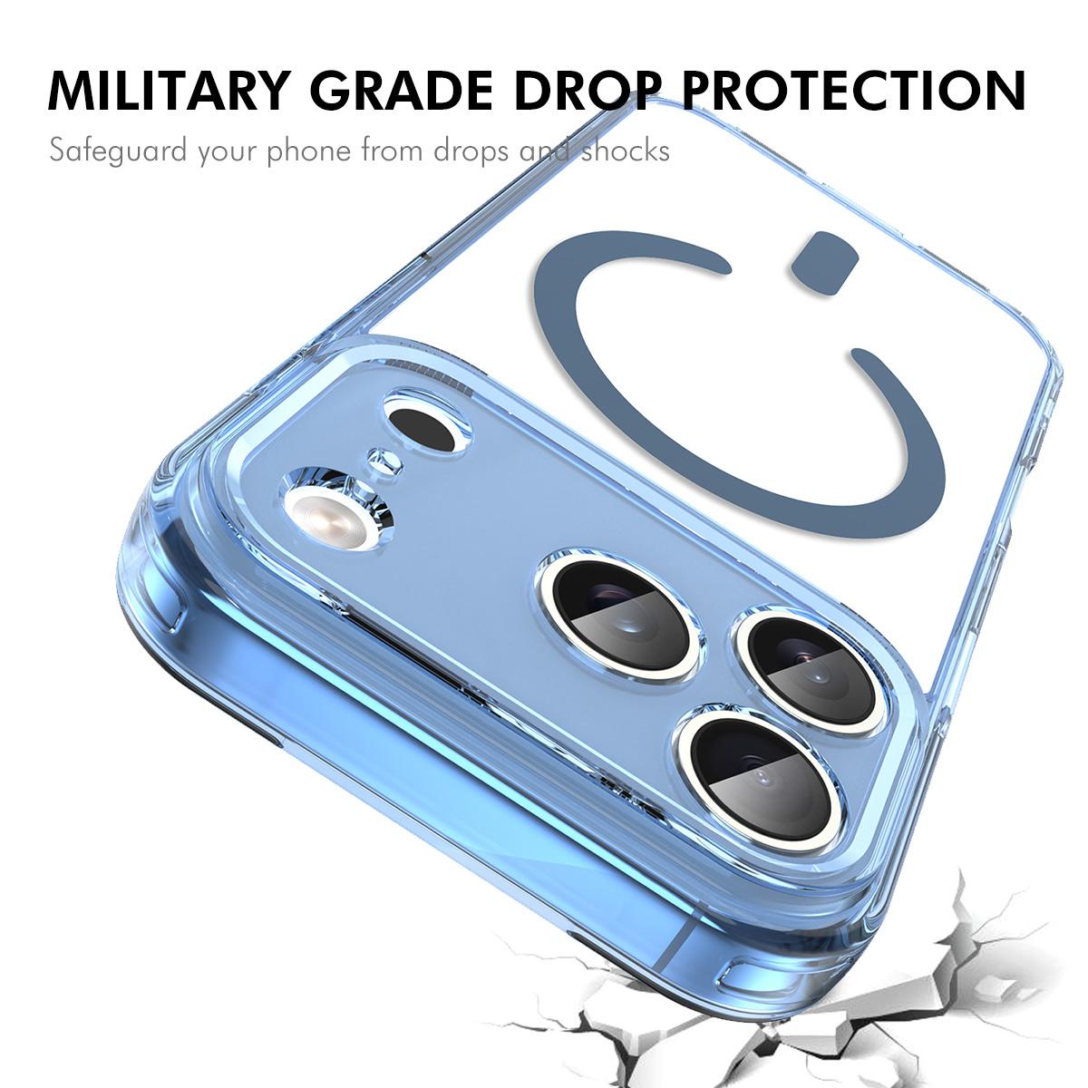 Compatible with iPhone 18 Pro Max ENKAY Hat-Prince Magnetic Matte Translucent Phone Case with Large Arc Film - Blue