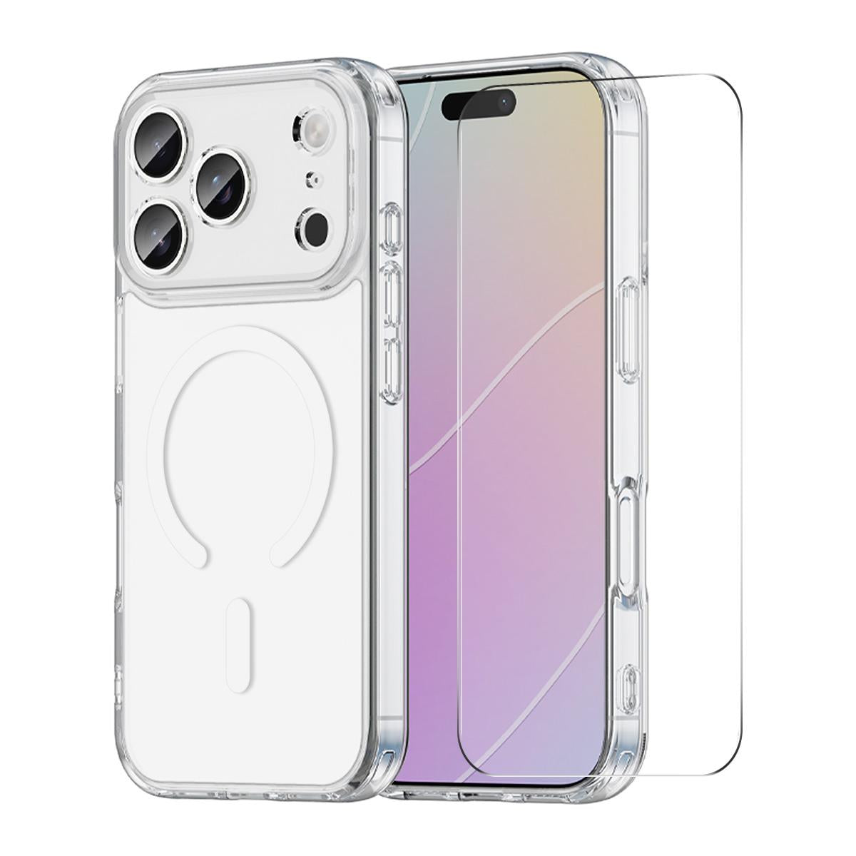 Compatible with iPhone 18 Pro ENKAY Hat-Prince Magnetic Matte Translucent Phone Case with Large Arc Film - Transparent
