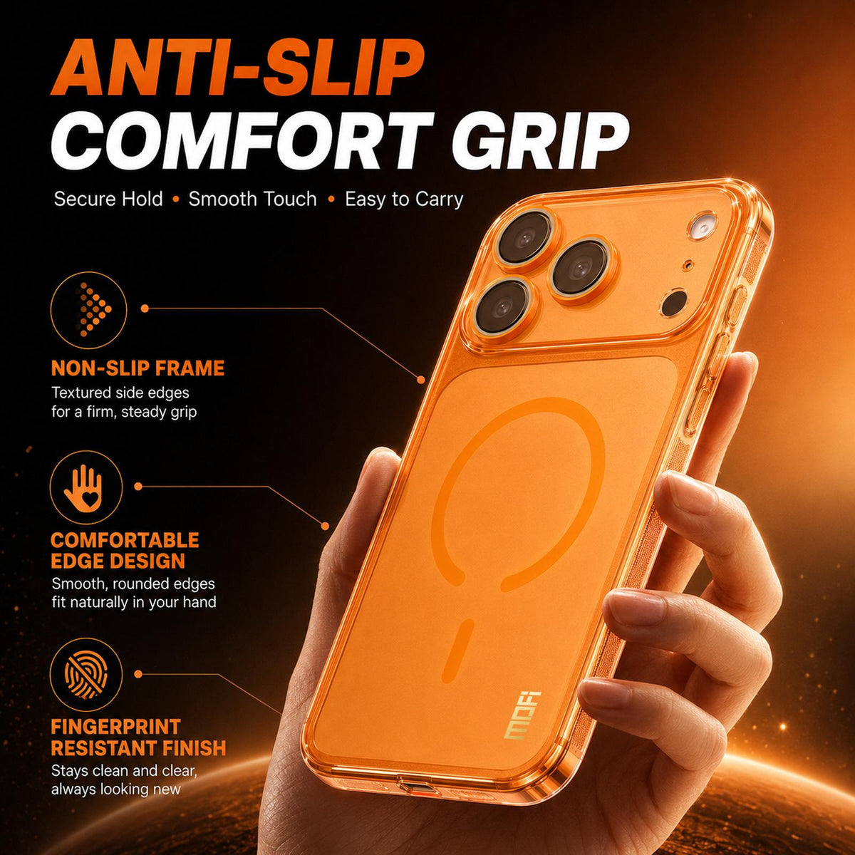 Compatible with iPhone 18 Pro Max MOFI Minimal Series Frosted Semi-Transparen TPU Phone Case with Lens Film - white