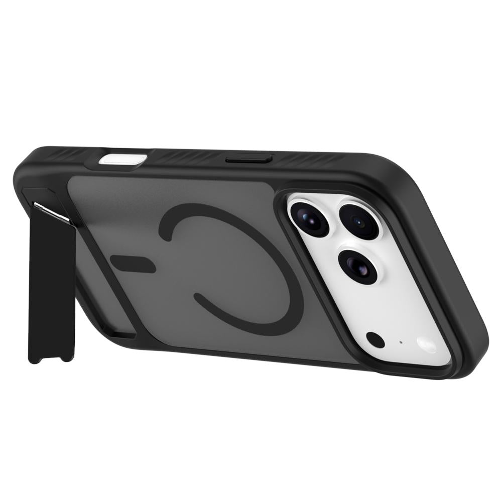 Compatible with iPhone 18 Pro Max & 17 Pro Max LeReach Le-Chic Series Invisible Holder Magnetic Phone Case - Black