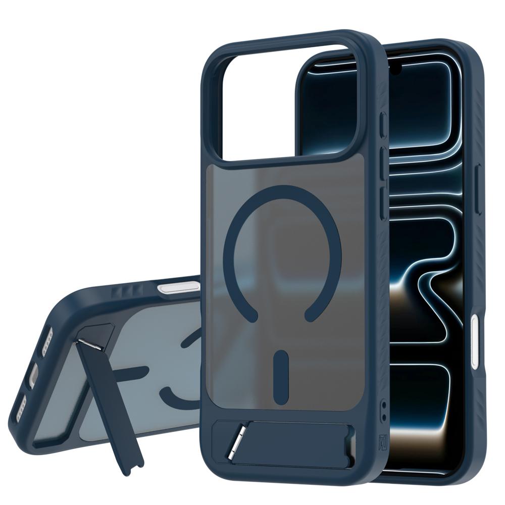 Compatible with iPhone 18 Pro Max & 17 Pro Max LeReach Le-Chic Series Invisible Holder Magnetic Phone Case - Blue