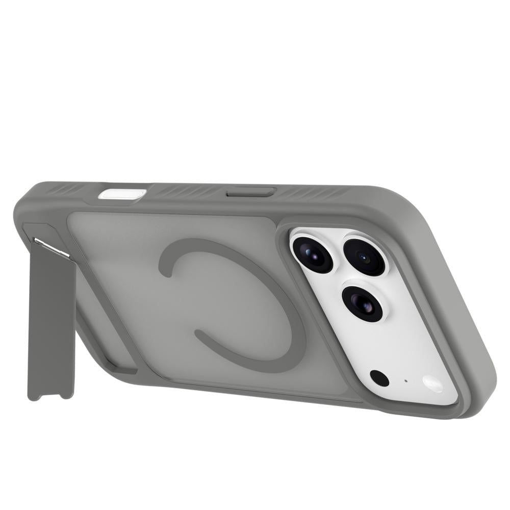 Compatible with iPhone 18 Pro & 17 Pro LeReach Le-Chic Series Invisible Holder Magnetic Phone Case - Grey