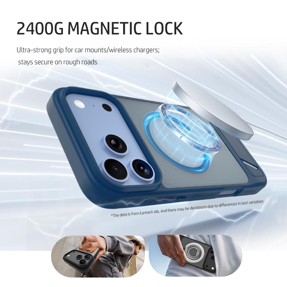 Compatible with iPhone 18 Pro & 17 Pro LeReach Le-Chic Series Invisible Holder Magnetic Phone Case - Cherry Red