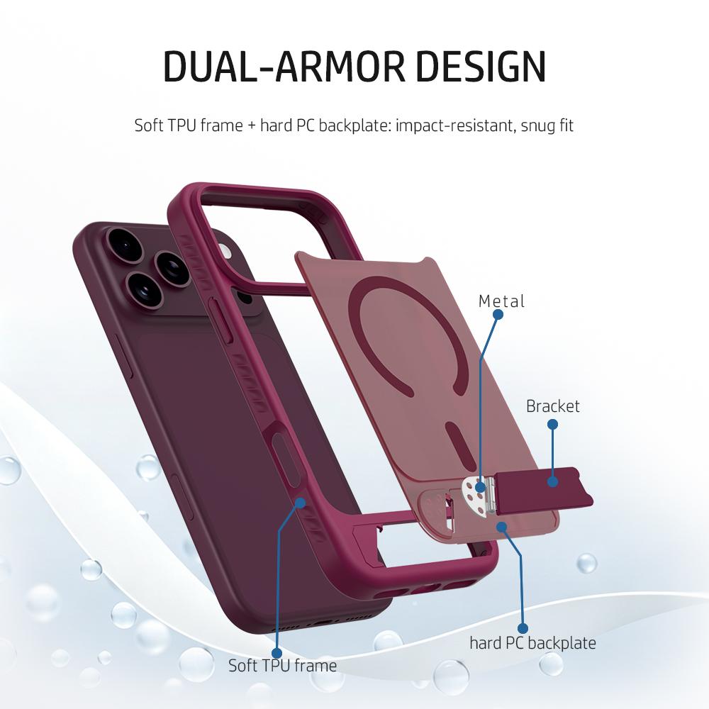 Compatible with iPhone 18 Pro Max & 17 Pro Max LeReach Le-Chic Series Invisible Holder Magnetic Phone Case - Black