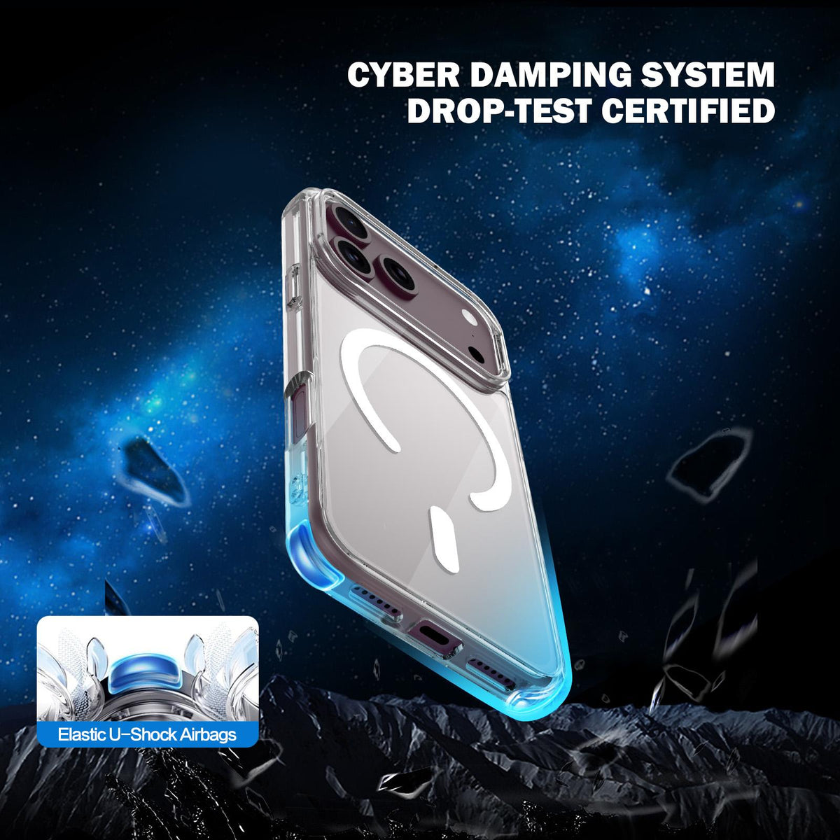 Compatible with iPhone 18 Pro Max LeReach TOC Clear Series Dual-Composite Armor TPU + Acrylic Shockproof Magnetic Phone Case - Transparent