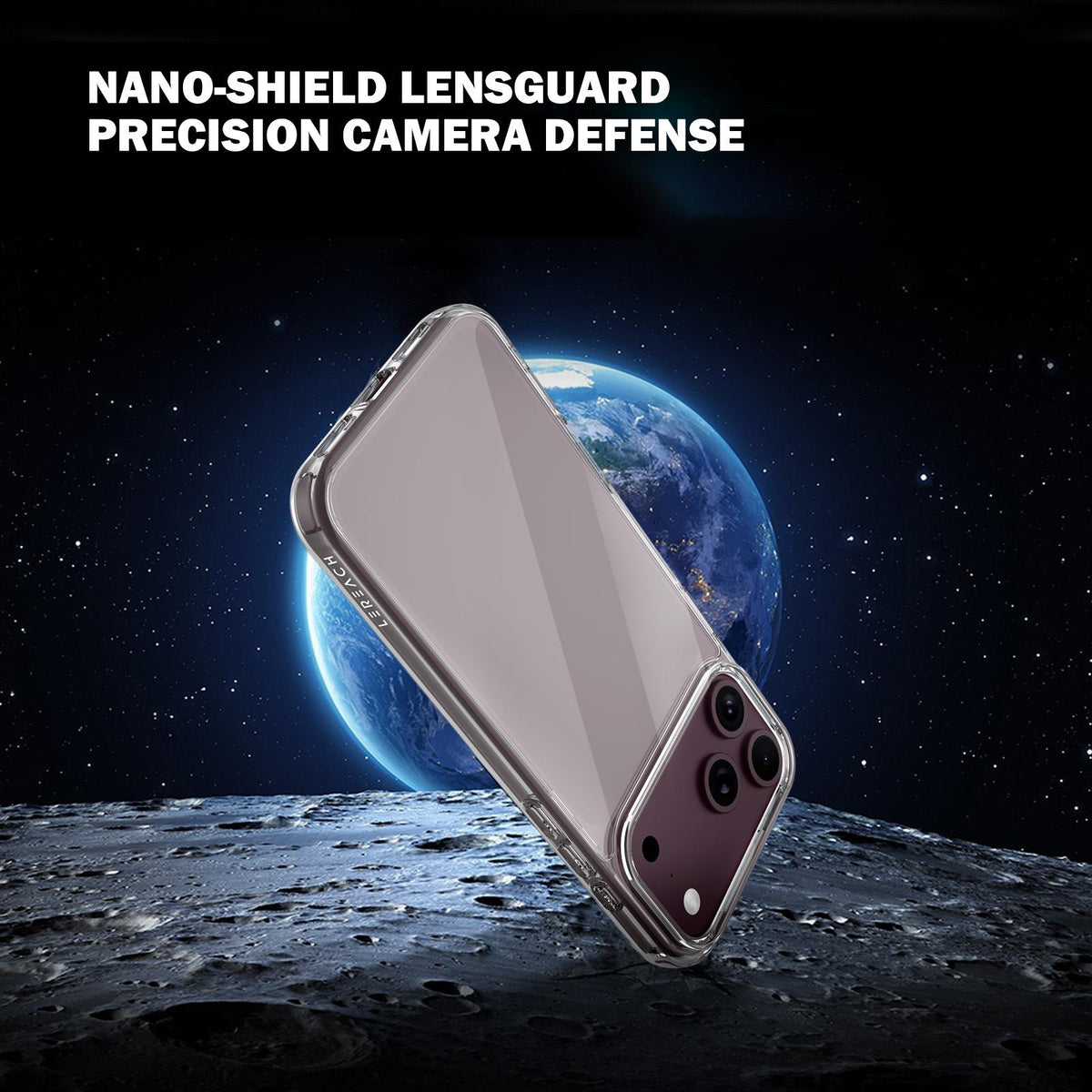 Compatible with iPhone 18 Pro Max LeReach TOC Clear Series Composite Armor TPU Acrylic Dual-Layer Shockproof Phone Case - Transparent
