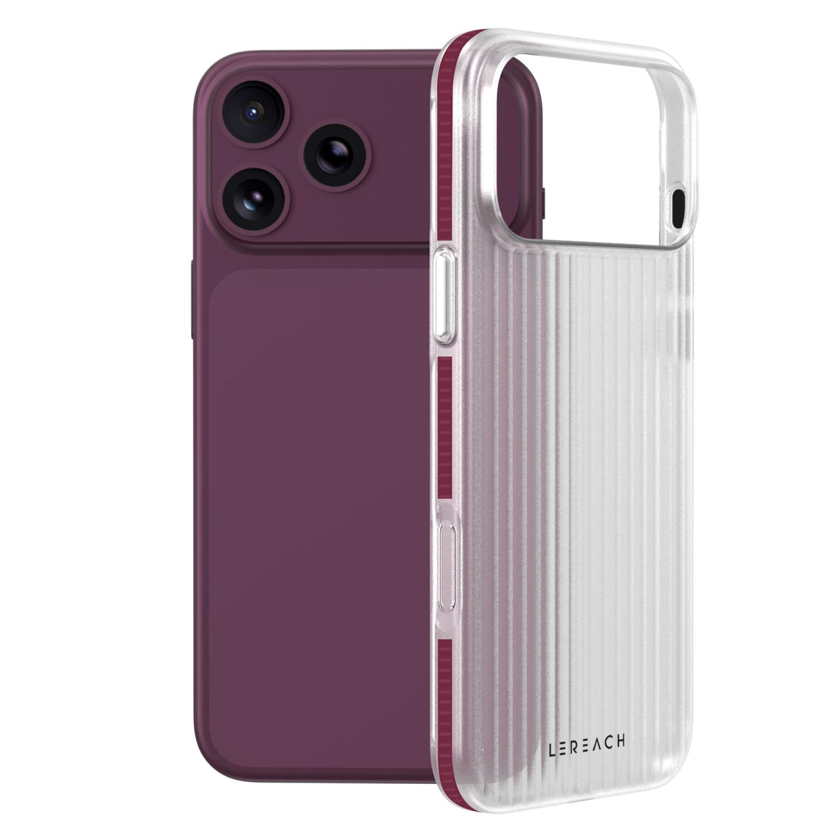 Compatible with iPhone 18 Pro Max LeReach TOC Icicle Series Ice Mist Double-Sided Non-Slip Phone Case - Cherry Red