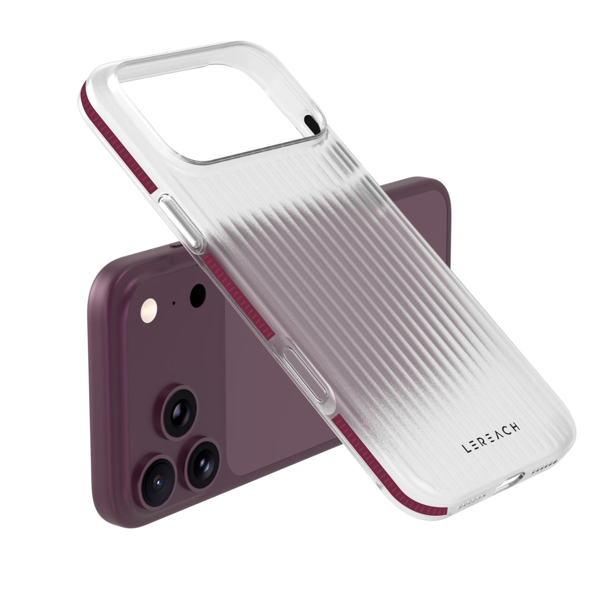 Compatible with iPhone 18 Pro Max LeReach TOC Icicle Series Ice Mist Double-Sided Non-Slip Phone Case - Cherry Red