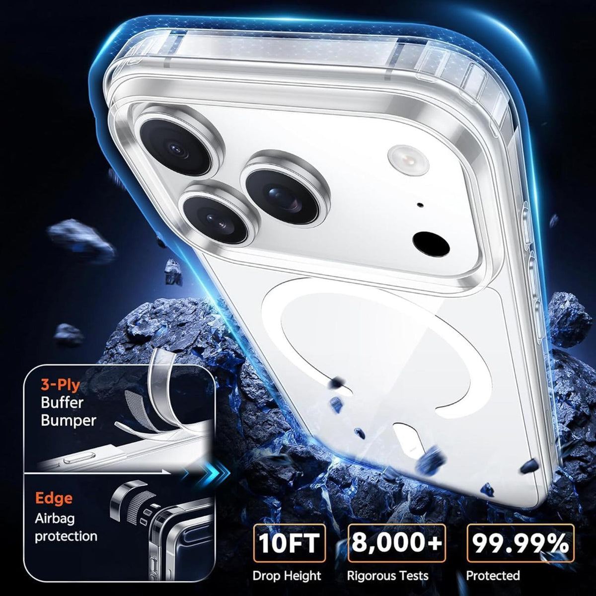 2 in 1 Set TPU + PC Clear Magnetic Phone Case with High Alumina Tempered Film Compatible with iPhone 18 Pro Max