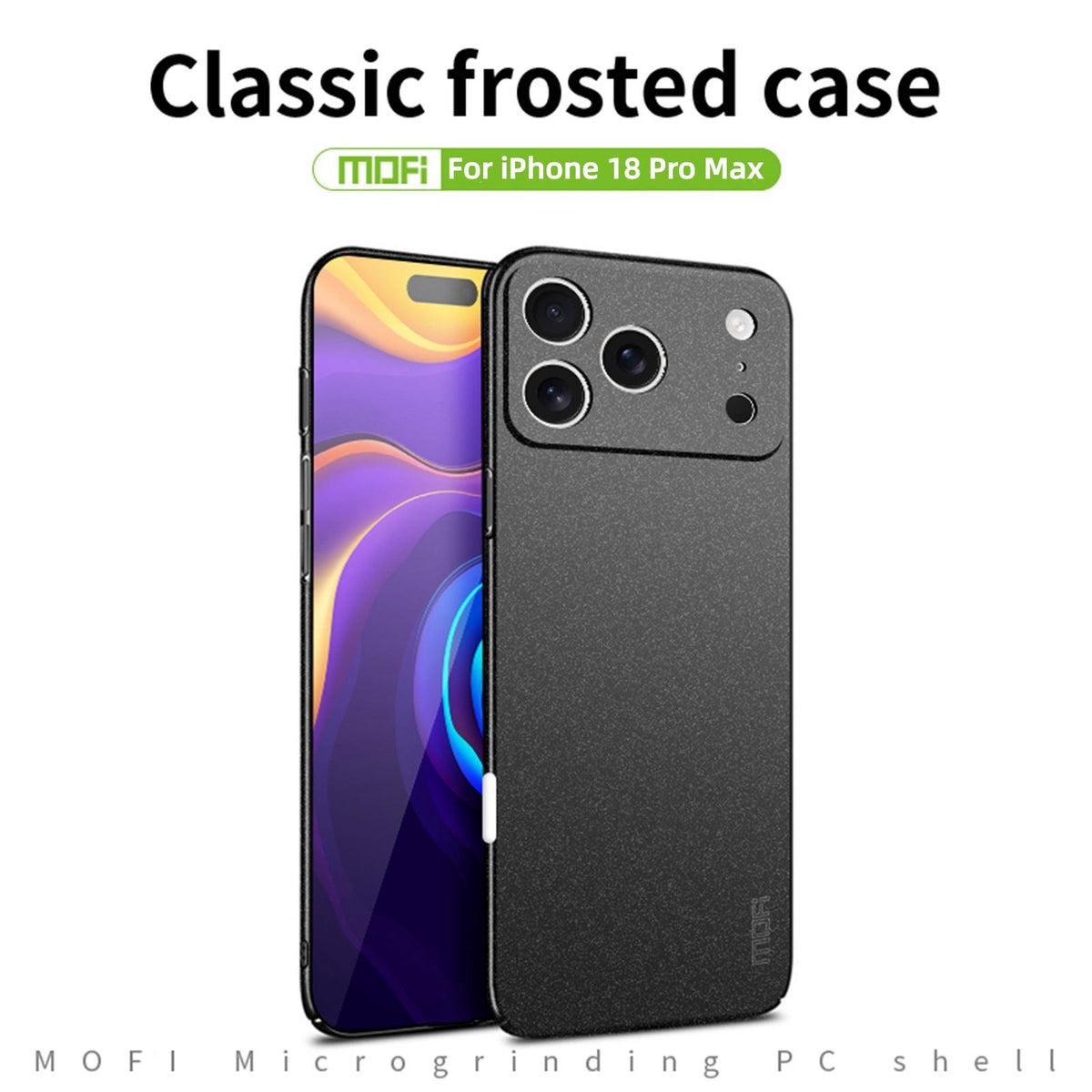 Compatible with iPhone 18 Pro Max MOFI Fandun Series Frosted PC Ultra-thin All-inclusive Phone Case - Black