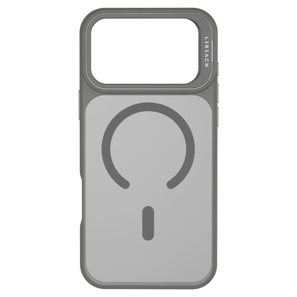 Compatible with iPhone 18 Pro Max LeReach Le-Luster Series Metal Lens Kickstand Magnetic Phone Case - Grey