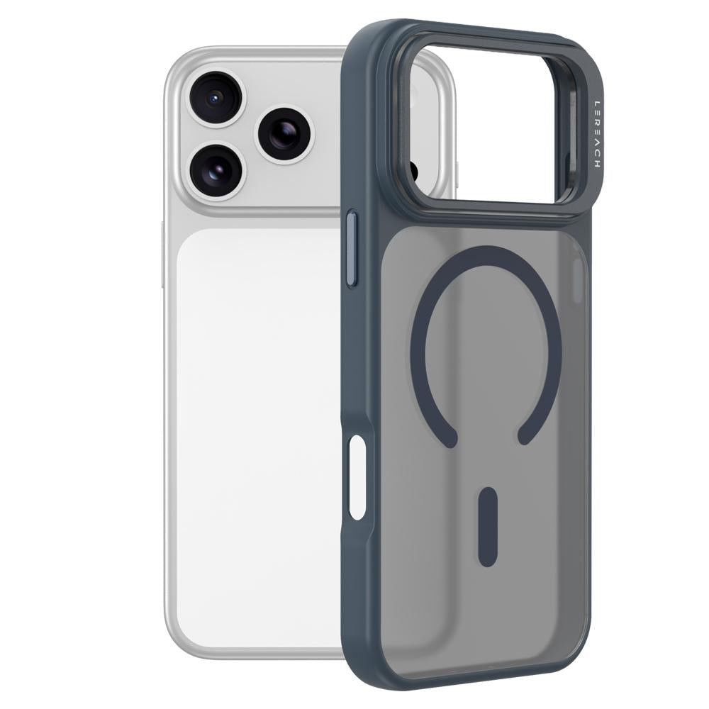 Compatible with iPhone 18 Pro Max LeReach Le-Luster Series Metal Lens Kickstand Magnetic Phone Case - Blue