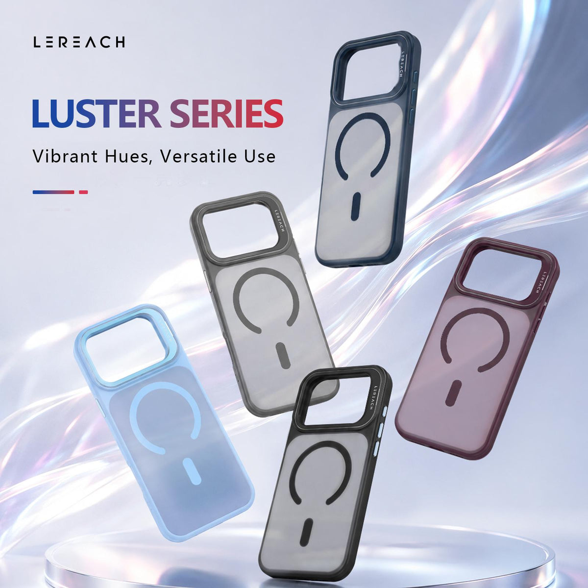 Compatible with iPhone 18 Pro Max LeReach Le-Luster Series Metal Lens Kickstand Magnetic Phone Case - Grey