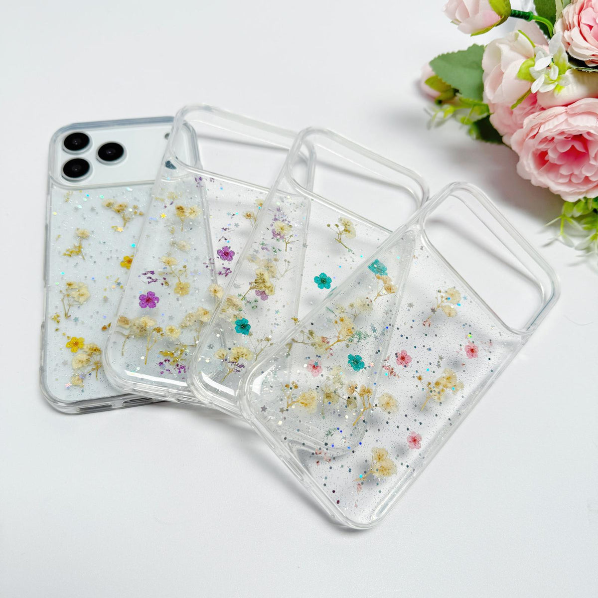 Compatible with iPhone 18 Pro Max Gypsophila Flowers Pattern TPU Protective Phone Case - Yellow