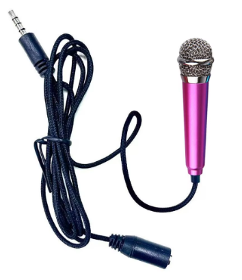 Portable 3.5mm Wired Mini Microphone Stereo Mic for Chatting Sing Pink
