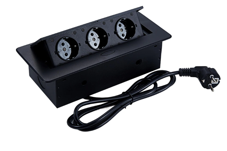 Desktop pop up Socket 3 EU plug with 1.8m power cable