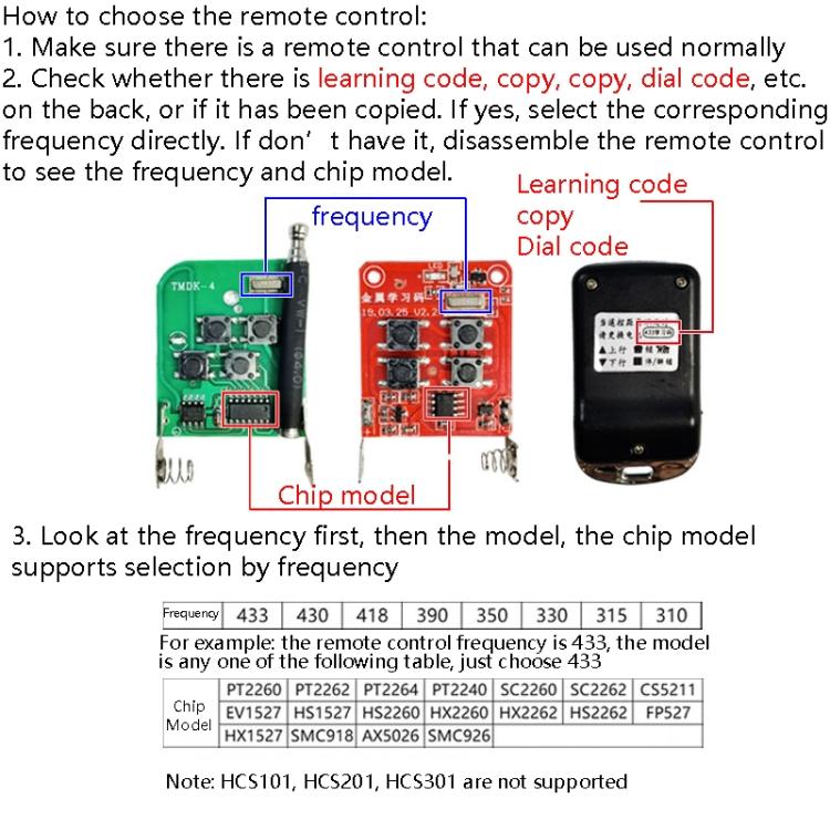 2 PCS Electric Roller Shutter Waterproof Copy Universal Remote Controller Garage Door Remote Control Key(433MHz)