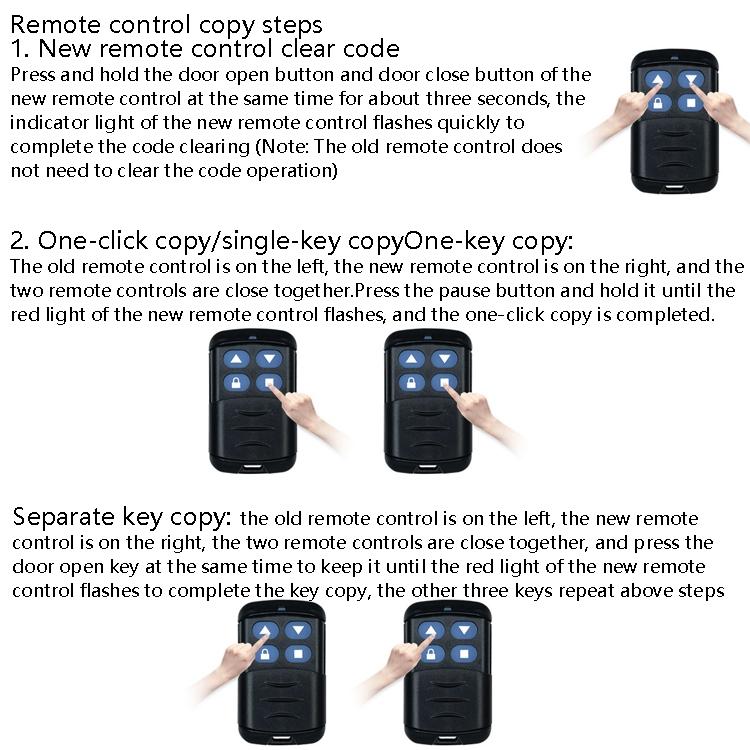 2 PCS Electric Roller Shutter Waterproof Copy Universal Remote Controller Garage Door Remote Control Key(433MHz)