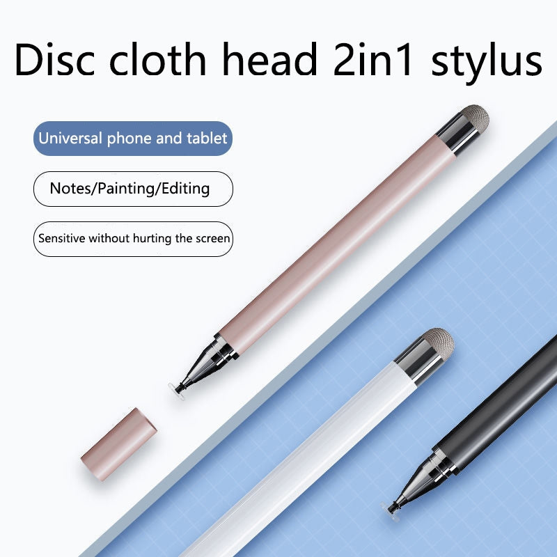 2 PCS Office Painting without Charging Cloth Head Disc Stylus Pen(White)