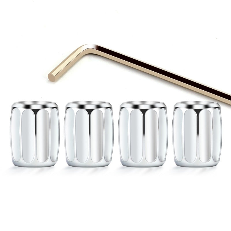 4pcs/set Metal Anti-theft Tyre Core Valve Personalised Conversion Cap, Color: Silver