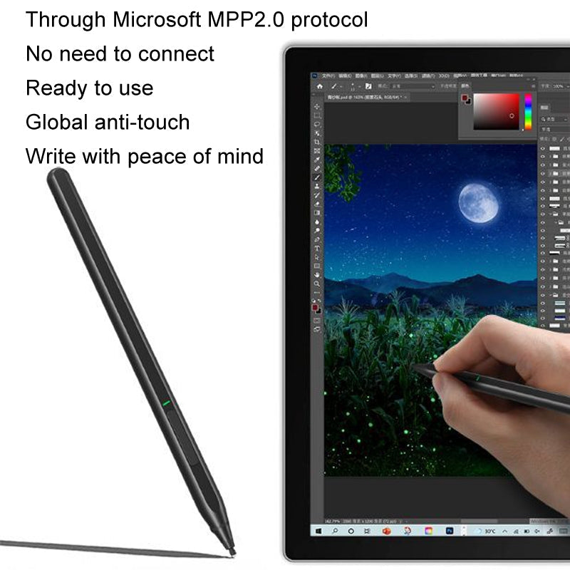 For Microsoft Surface 4096 Pressure Sensitive MPP2.0 Anti-false Touch Pressure Sensitive Capacitive Pen(Black)