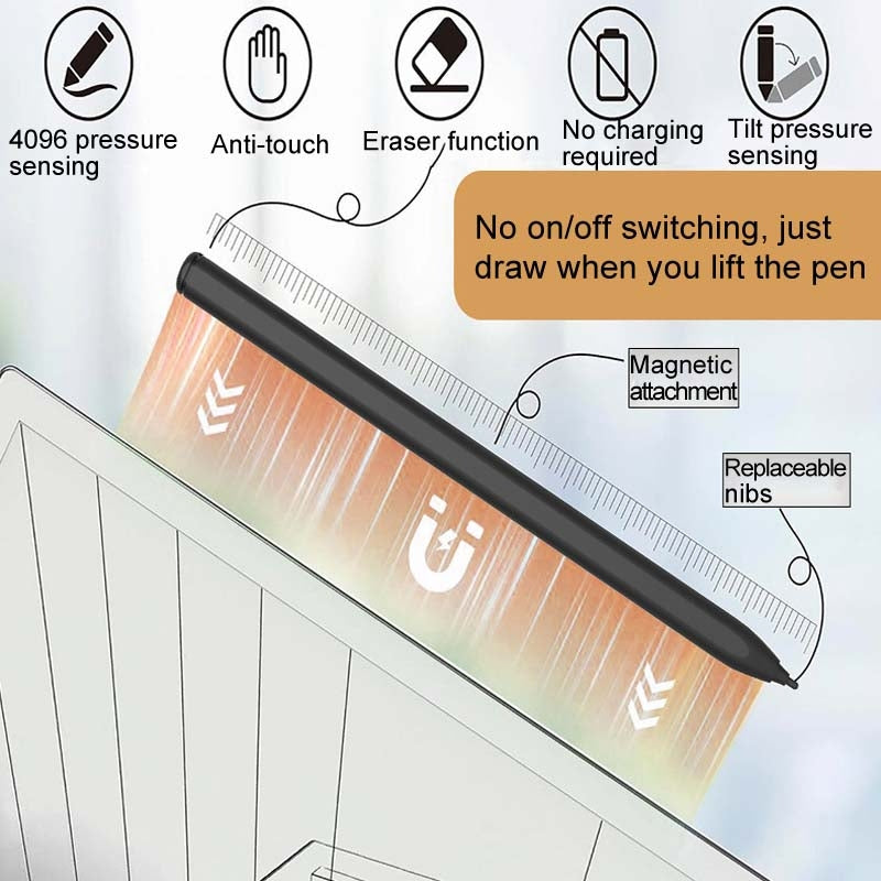 4096 Grade Pressure Sensitive EMR Stylus, Style: D-001 Pen Clip+5 POM Tips+1 Pen Clip
