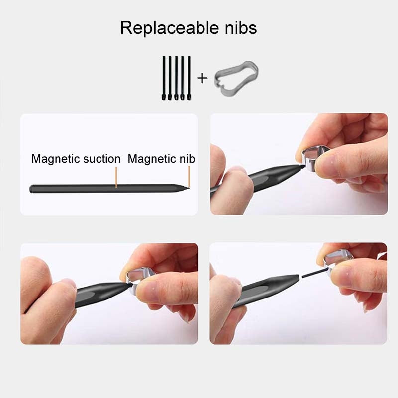 4096 Grade Pressure Sensitive EMR Stylus, Style: D-001 Pen Clip+5 POM Tips+1 Pen Clip