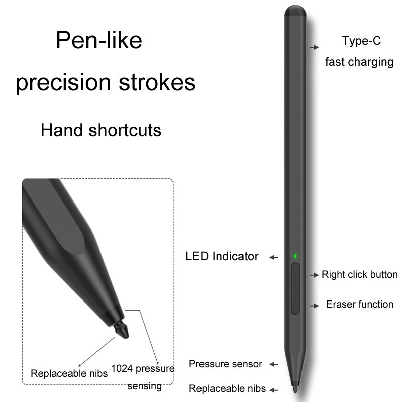 For Microsoft Surface Pro/Go/Laptop/Book Anti-Touch Handwriting Capacitive Pen(Gray)