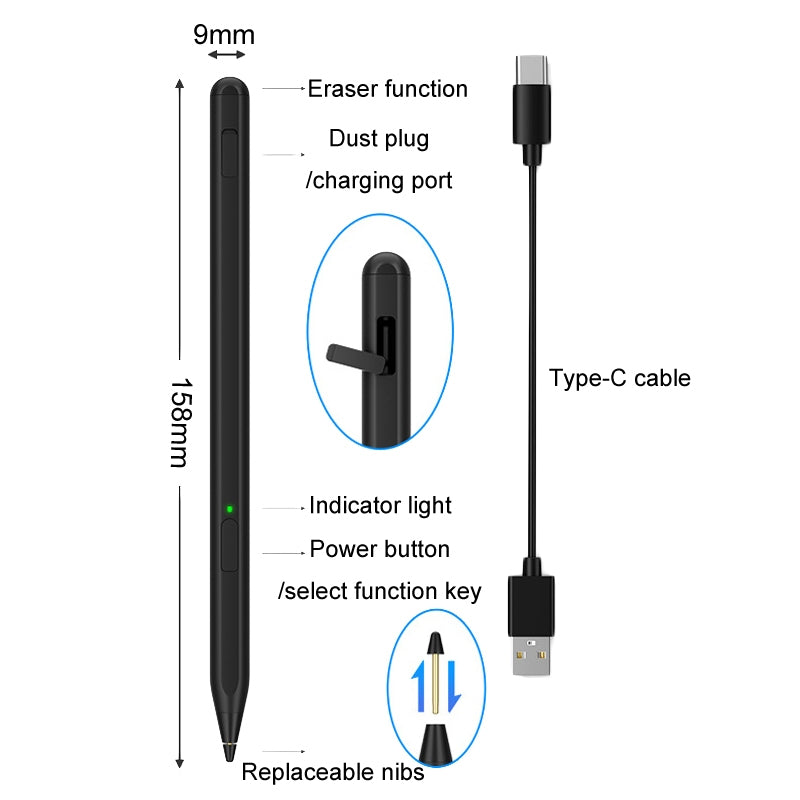 Tablet Stylus Pen USI2.0 Protocol Pen Stylus Anti False Touch(Silver)