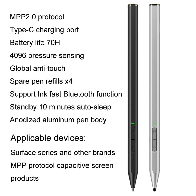 C582S For Microsoft Surface Stylus Pen Anti-Mistouch 4096 Pressure Sensitive Touch Pen Support lnk Bluetooth Function(Black)