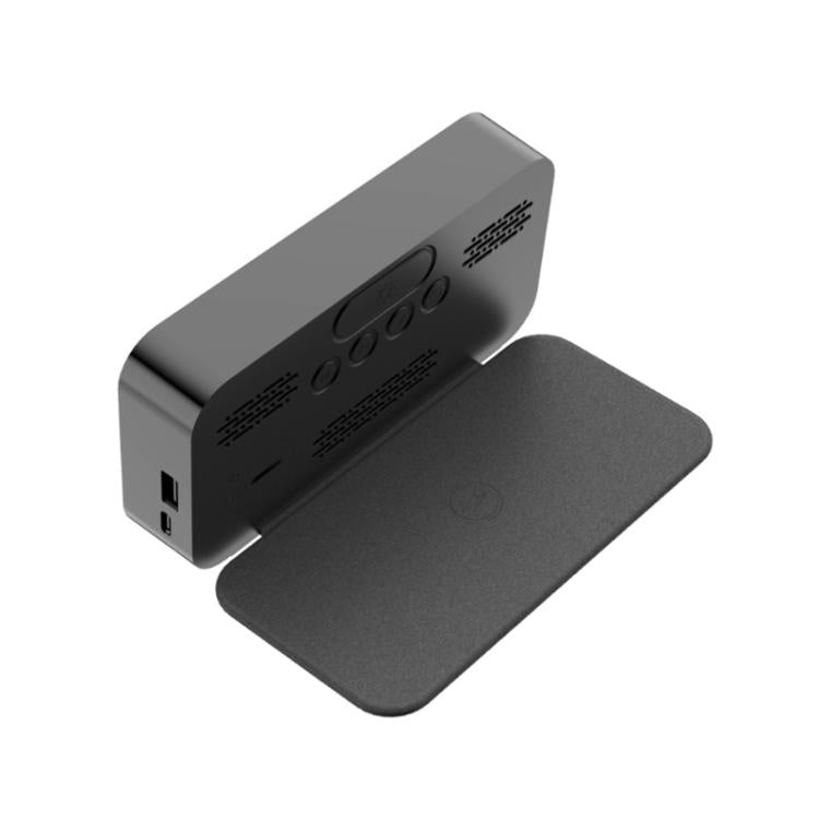 S281A LED Atmosphere Light Calendar / Temperature Display Clock With Wireless Charging Function(Black)