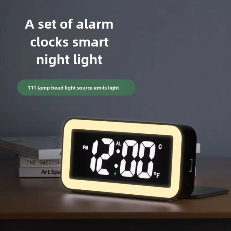 S281A LED Atmosphere Light Calendar / Temperature Display Clock With Wireless Charging Function(Black)