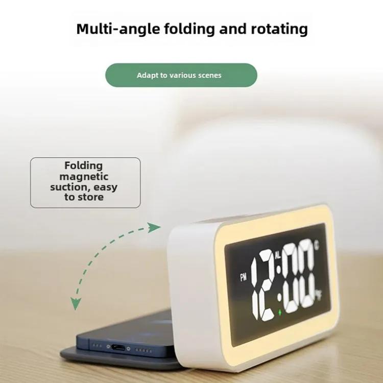 S281A LED Atmosphere Light Calendar / Temperature Display Clock With Wireless Charging Function(Black)