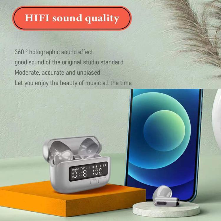 BPG Portable Wireless Bluetooth Earphones Unique Retro Trendy Digital Display Clock Noise Canceling Earphones(Gray)