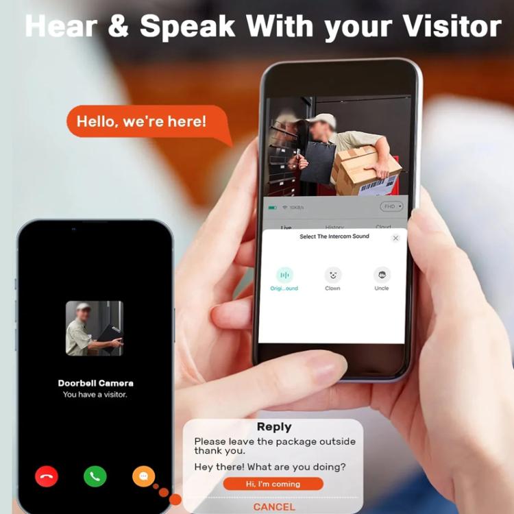 M8 WiFi Video Doorbell Supports Tuya APP Remote HD Night Vision Voice Intercom(Black)