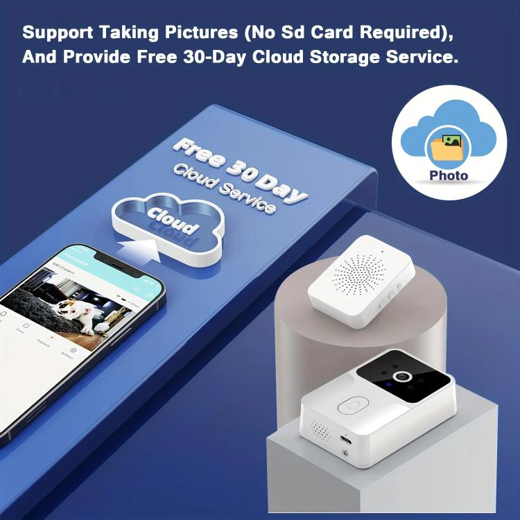 M8 WiFi Video Doorbell Supports Tuya APP Remote HD Night Vision Voice Intercom(White)